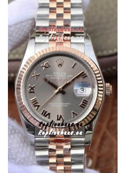 Rolex Datejust 36MM ETA-3135 Movement Swiss Replica in 904L Two Tone Grey Dial