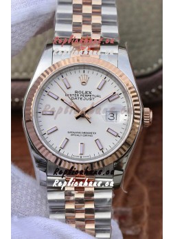 Rolex Datejust 36MM ETA-3135 Movement Swiss Replica in 904L Two Tone White Dial