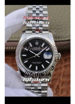 Rolex Datejust 36MM ETA-3135 Movement Swiss Replica in 904L Steel in Black Dial 
