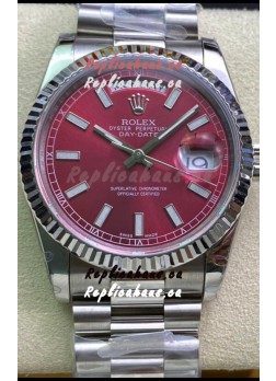 Rolex Day Date Presidential 904L Steel 36MM - Maroon Dial 1:1 Mirror Quality Watch