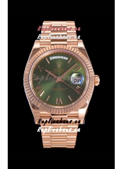 Rolex Day Date Watch in Green Dial with Roman Hour Numerals Cal.3255 Movement - 904L Steel 