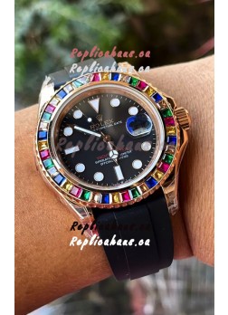 Rolex Yachtmaster 116695 Everose Gold Diamonds Cal.3235 Swiss 1:1 Ultimate 904L Steel Watch