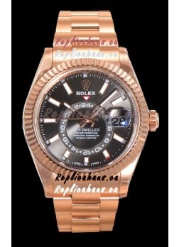 Rolex Sky-Dweller REF# 336235 Slate Dial Watch in Rose Gold 904L Steel Case 1:1 Mirror Replica