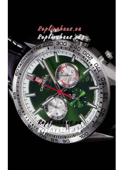 Tag Heuer Carrera Swiss Quartz Movement Replica Watch in Green Dial - Black Leather Strap