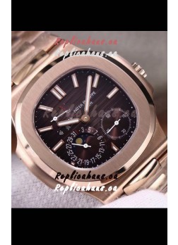 Patek Philippe Nautilus 5712/R 1:1 Quality Swiss Replica Watch in Brown Dial Gold Strap