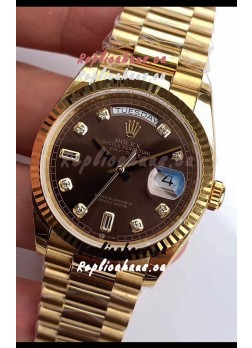 Rolex Day Date 128238 Presidential 18K Yellow Gold Watch 36MM - Brown Dial 1:1 Mirror Quality Watch
