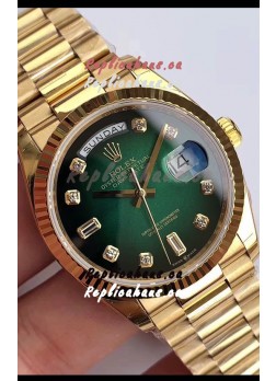 Rolex Day Date 128238 Presidential 18K Yellow Gold Watch 36MM - Green Dial 1:1 Mirror Quality Watch
