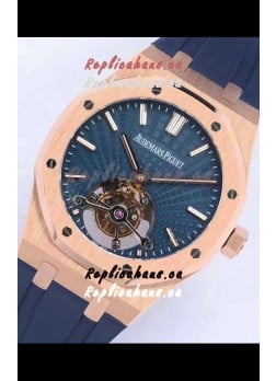 Audemars Piguet Royal Oak Tourbillon 41mm Blue Dial in 904L Rose Gold Case Rubber Strap