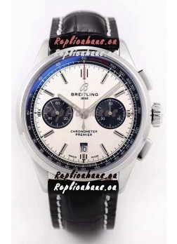 Breitling Premier B01 Chronograph 42 Edition Watch 1:1 Mirror Quality in Steel White Dial 