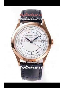 Patek Philippe Calatrava 5296 Sector Dial 1:1 Mirror Swiss Replica Watch Rose Gold Casing