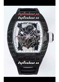Richard Mille RM055 Forged Carbon Casing 1:1 Mirror Replica Watch in Black Strap 