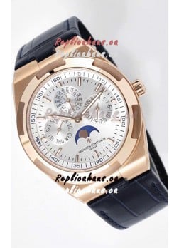 Vacheron Constantin Overseas Perpetual Calendar Ultra-Thin Steel Dial Rose Gold Casing Replica