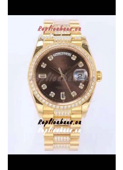 Rolex Day Date Presidential 18K Yellow Gold Watch 36MM - Brown Dial 1:1 Mirror Quality Watch