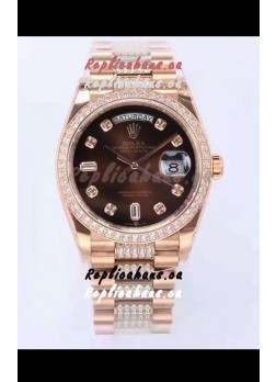 Rolex Day Date Presidential Rose Gold Watch 36MM - Brown Dial 1:1 Mirror Quality Watch