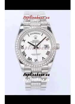 Rolex Day Date Presidential 904L Steel 36MM - White Roman Dial 1:1 Mirror Quality Watch