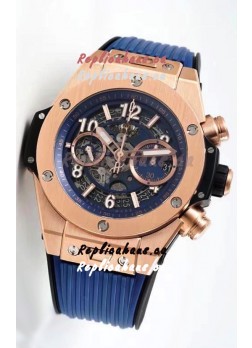 Hublot Big Bang Unico Rose Gold Blue 1:1 Mirror Edition Swiss Replica Watch