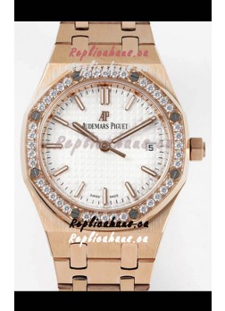 Audemars Piguet Royal Oak Swiss Automatic 34MM Swiss Watch in Rose Gold Casing - 1:1 Mirror Replica Edition