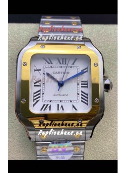 Santos De Cartier  1:1 Mirror Replica - 36MM Yellow Gold Two Tone Watch