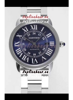Ronde De Cartier Swiss Replica Watch - Stainless Steel Casing in Blue Dial 