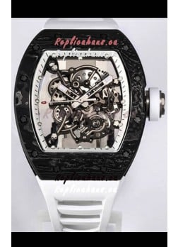 Richard Mille RM055 Black Carbon Casing 1:1 Mirror Replica Watch in White Strap