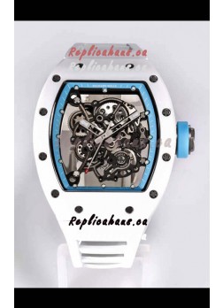 Richard Mille RM055 White Ceramic Casing 1:1 Mirror Replica Watch in White Strap