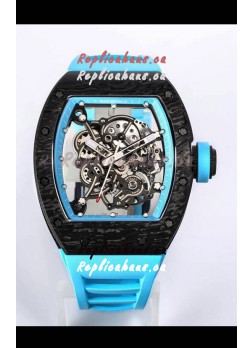 Richard Mille RM055 Black Carbon Casing 1:1 Mirror Replica Watch in Blue Strap