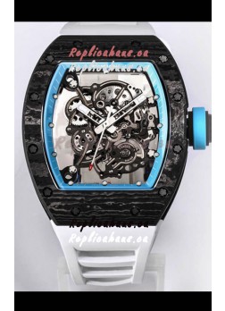 Richard Mille RM055 Black Carbon Casing 1:1 Mirror Replica Watch in White Strap