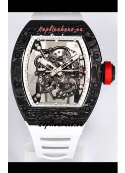 Richard Mille RM055 Black Carbon Casing 1:1 Mirror Replica Watch in White Strap