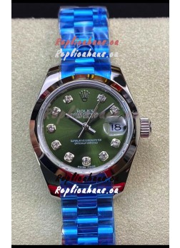Rolex Datejust Ladies 28MM Cal.3135 Movement Swiss Replica in Green Dial - 904L Steel Casing