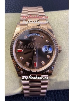Rolex Day Date 36MM 118235 Rose Gold in Brown Dial 1:1 Mirror Replica Watch