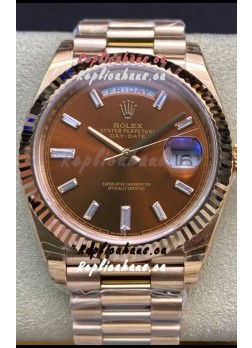 Rolex Day Date 40MM 228235 Rose Gold in Brown Dial 1:1 Mirror Replica Watch
