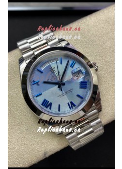 Rolex Day Date M228206-0001 904L Steel 40MM - Ice Blue Dial 1:1 Mirror Replica