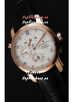 Vacheron Constantin Malte Dual Time Regulator Pink Gold Swiss Replica Watch 