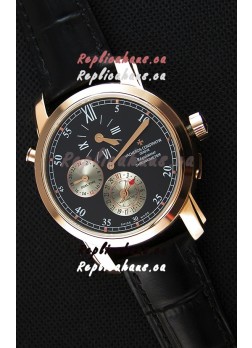 Vacheron Constantin Malte Dual Time Regulator Pink Gold Swiss Replica Watch 