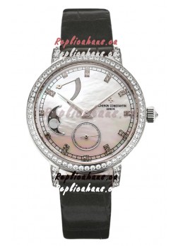 Vacheron Constantin Traditionelle Moon Phase Mother of Pearl Dial in Steel Case Swiss Replica