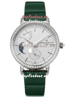 Vacheron Constantin Traditionelle Moon Phase White Dial in Steel Case Swiss Replica