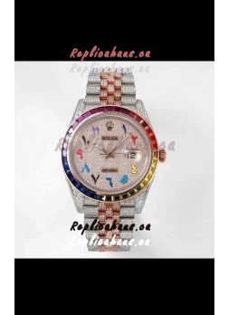 Rolex Datejust Full ICED Out Arabic Numerals Watch in 41MM Casing - 3135 Movement Rose Gold 