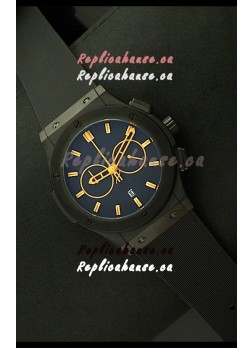 Hublot Big Bang Classic Fusion Chrono Japanese Watch with Yellow Markers Ceramic Case