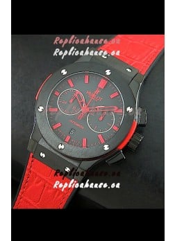 Hublot Big Bang Classic Fusion Swiss Replica PVD Watch in Red Strap