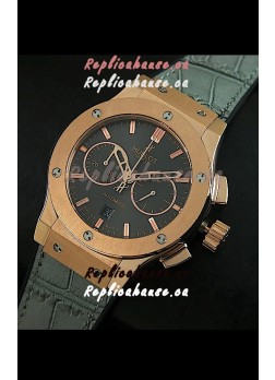 Hublot Big Bang Classic Fusion Swiss Replica Rose Gold Watch in Grey Strap