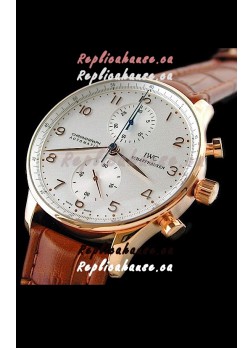 IWC Portuguese Chronograph Swiss Replica Watch in Rose Gold Casing