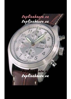 IWC Der Flieger Chronograph Swiss Replica Watch in Silver White Dial