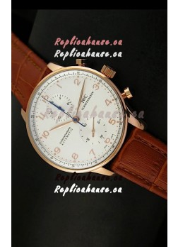 IWC Portuguese Chronograph Swiss Replica Watch in Pink Gold - 1:1 Mirror Replica Edition