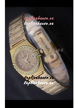 Omega Full Gold Diamonds Constellation Japanese Watch