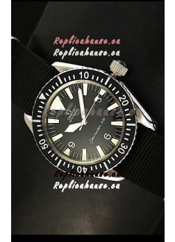 Omega Seamaster 300 Black Dial Swiss Watch with Navy Strap