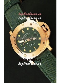 Panerai Luminor Submersible 1000M Japanese Automatic Rose Gold Watch in Green Dial