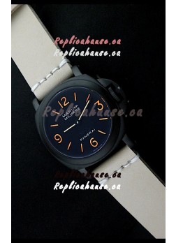 Panerai Luminor Marina Black Seal PVD Swiss Watch Tan Strap