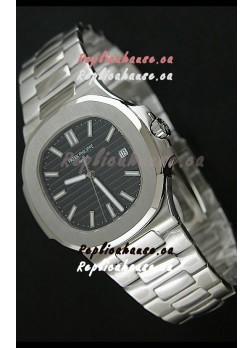 Patek Phillipe Nautilis Swiss Replica Watch in Black Textured Dial
