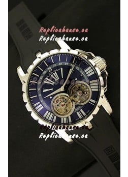 Roger Dubuis Chronoexcel Japanese Replica Automatic Watch in Blue Dial