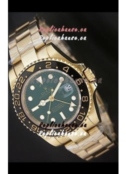 Rolex GMT Master II Swiss Replica Gold Watch in Green Dial